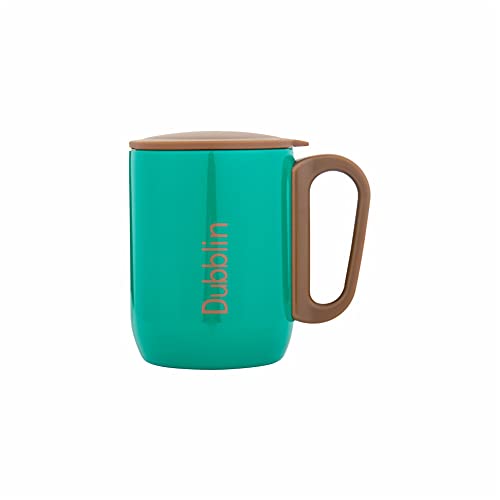 DUBBLIN Polo Stainless Steel Unbreakable Tea Coffee Mug Double Wall with Handle and Lid, Wide Mouth Mug Keeps Beverages Hot & Cold 270 ML Green - Image 1