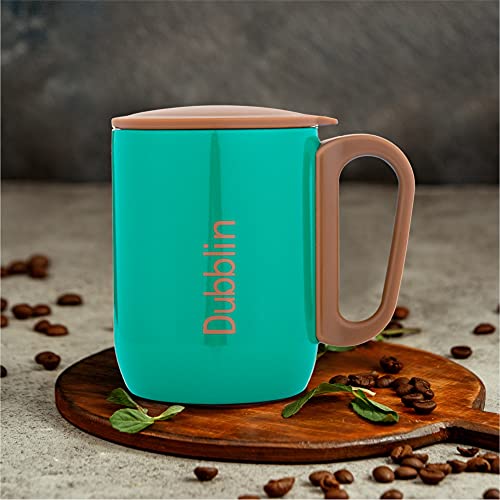 DUBBLIN Polo Stainless Steel Unbreakable Tea Coffee Mug Double Wall with Handle and Lid, Wide Mouth Mug Keeps Beverages Hot & Cold 270 ML Green - Image 5