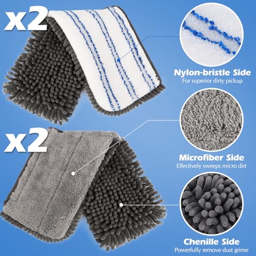 Masthome Microfiber Flip Mop,Masthome Flat Mop with Stainless Steel Handle,Mops for Floor Cleaning and 4 Reusable Washable Mops Pads,Wet & Dry Dust Mopping for Hardwood,Vinyl,Laminate,Tile Cleaning - Image 4