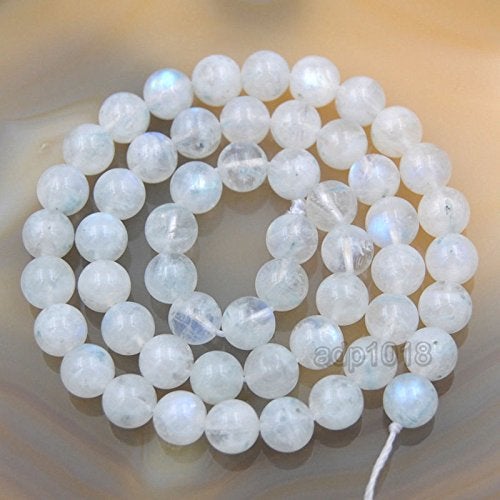 AD BEADS Natural White Moonstone Gemstone Round Loose Beads in 15.5" Strand (8mm) - Image 4