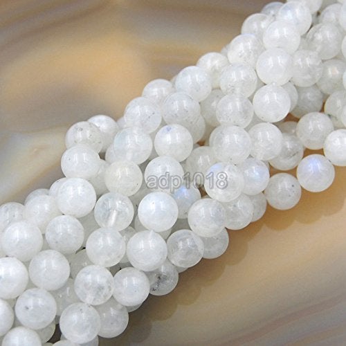 AD BEADS Natural White Moonstone Gemstone Round Loose Beads in 15.5" Strand (8mm) - Image 3