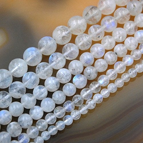 AD BEADS Natural White Moonstone Gemstone Round Loose Beads in 15.5" Strand (8mm) - Image 1