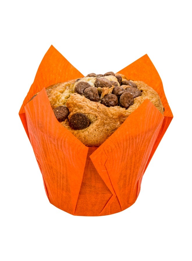 Restaurantware Panificio Premium 4 oz Orange Paper Tulip Baking Cup: Paper Baking Cups Perfect for Muffins, Cupcakes or Mini Snacks - Greaseproof - Disposable and Recyclable - 200ct Box - Image 2