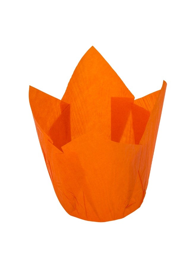 Restaurantware Panificio Premium 4 oz Orange Paper Tulip Baking Cup: Paper Baking Cups Perfect for Muffins, Cupcakes or Mini Snacks - Greaseproof - Disposable and Recyclable - 200ct Box - Image 1