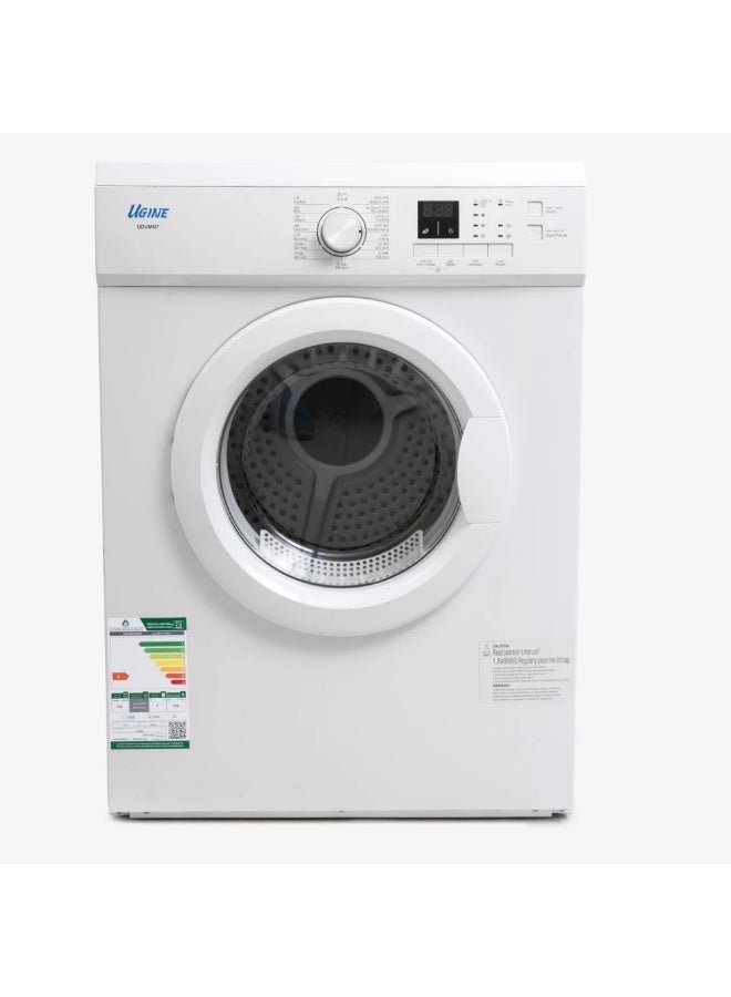 Ugine Clothes dryer, 7 KG, 16 Programs, White - UDAVM7W - Image 2