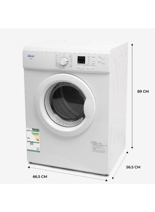 Ugine Clothes dryer, 7 KG, 16 Programs, White - UDAVM7W - Image 5