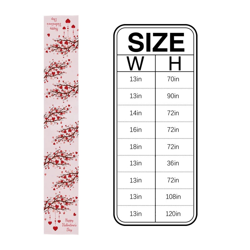 Crystal Emotion Valentines Day Table Runners 13x70inch, Pink, Cotton Linen Table Runner Cloth Dresser Scarves, Valentines Table Decorations for Coffee/Wedding/Holiday/Party/Dining, Romantic Love Heart Tree - Image 3