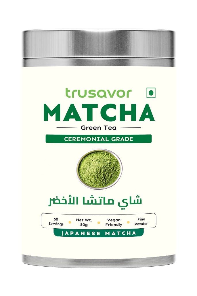 Trusavor Japanese Ceremonial Matcha Green Tea, 50g, Vegan, Non-GMO, From Shizuoka Japan , Deep Umami Flavour - Image 1