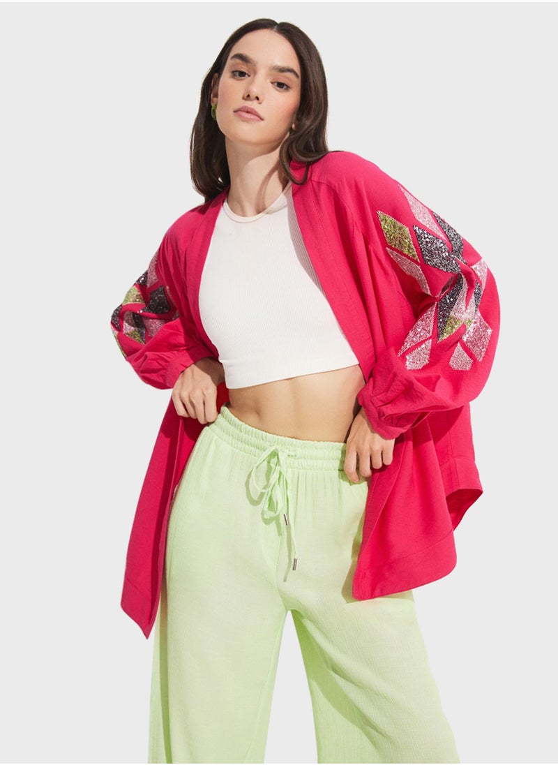 JUNE - Printed Puff Sleeve Kimono - Image 1
