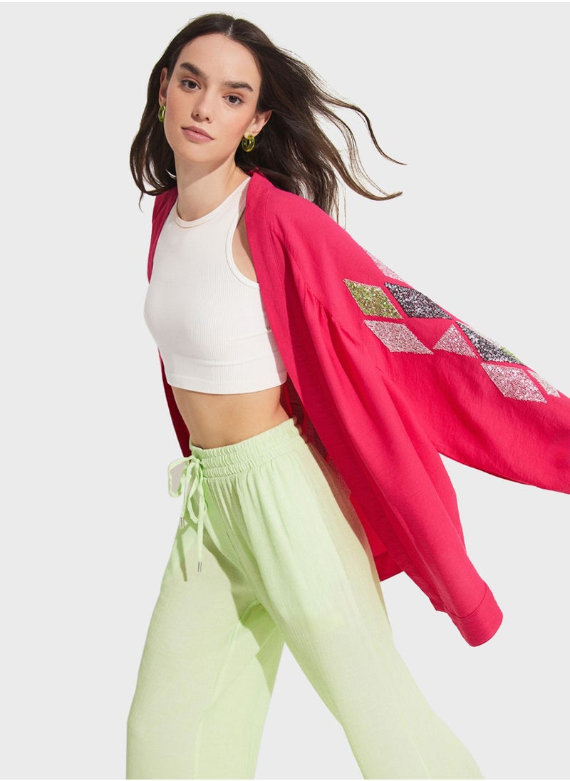 JUNE - Printed Puff Sleeve Kimono - Image 1