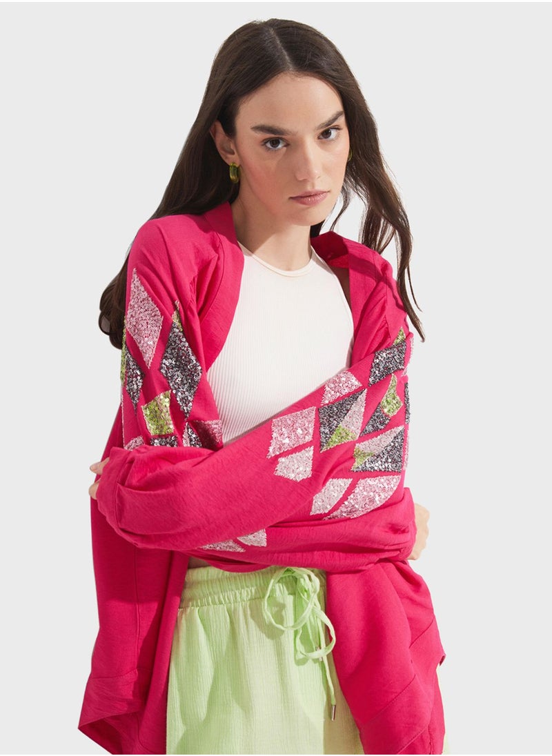 JUNE - Printed Puff Sleeve Kimono - Image 1