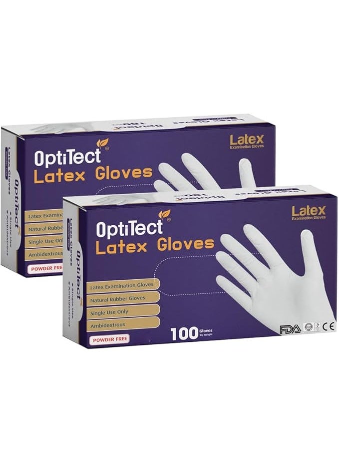 أوبتيتيكت قفازات لاتكس خالية من البودرة، حجم كبير، 100 قطعة للاستخدام مرة واحدة - متينة ومريحة، عبوة من قطعتين - Image 1
