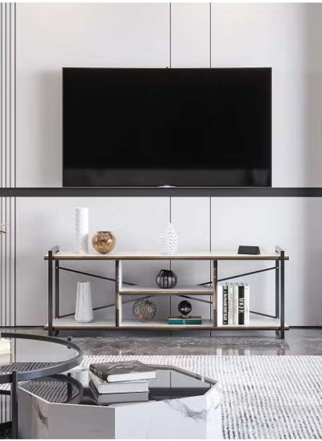 AGD TV table with a beautiful and modern design made of wood and metal legs  - Image 3