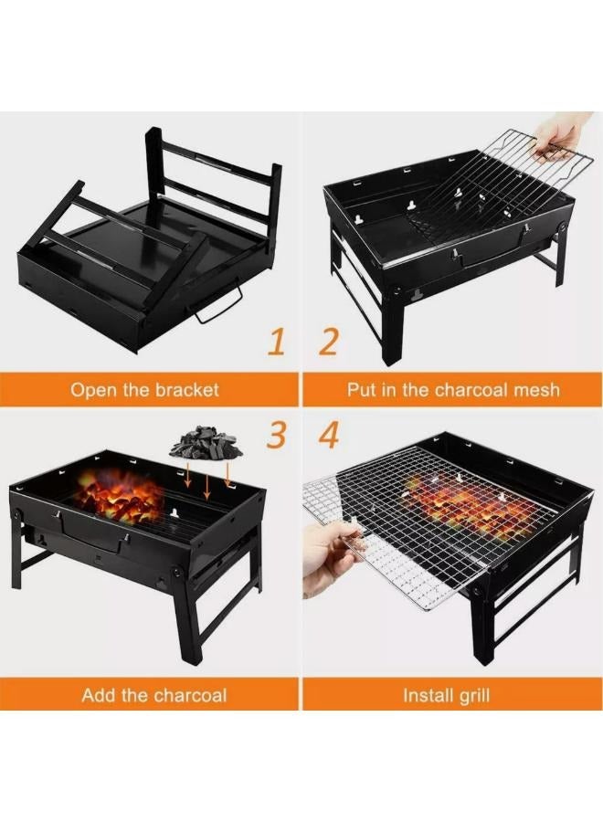 Portable Folding Barbecue Grill Charcoal Lightweight Barbecue Grill Tools for Outdoor - Image 3