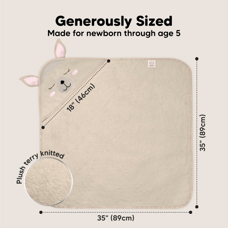 KeaBabies Hooded Baby Towel for Newborn - Viscose Derived from Bamboo Large Baby Bath Towels with Hood for Boys, Girls, Toddler, Extra Absorbent & Soft Newborn Bath Essentials (Alpaca, Regular) - Image 4