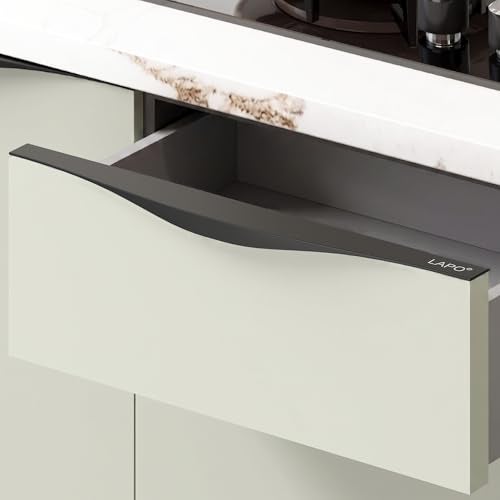LAPO Elite 10 Inch Aluminum Kitchen Profile Handle, Cabinet Profile Handles, Drawer Handle for Kitchen, Profile Handles for Wardrobe, Profile Pull Handle for Home, Hotel, Office(Black Finish) - Image 1