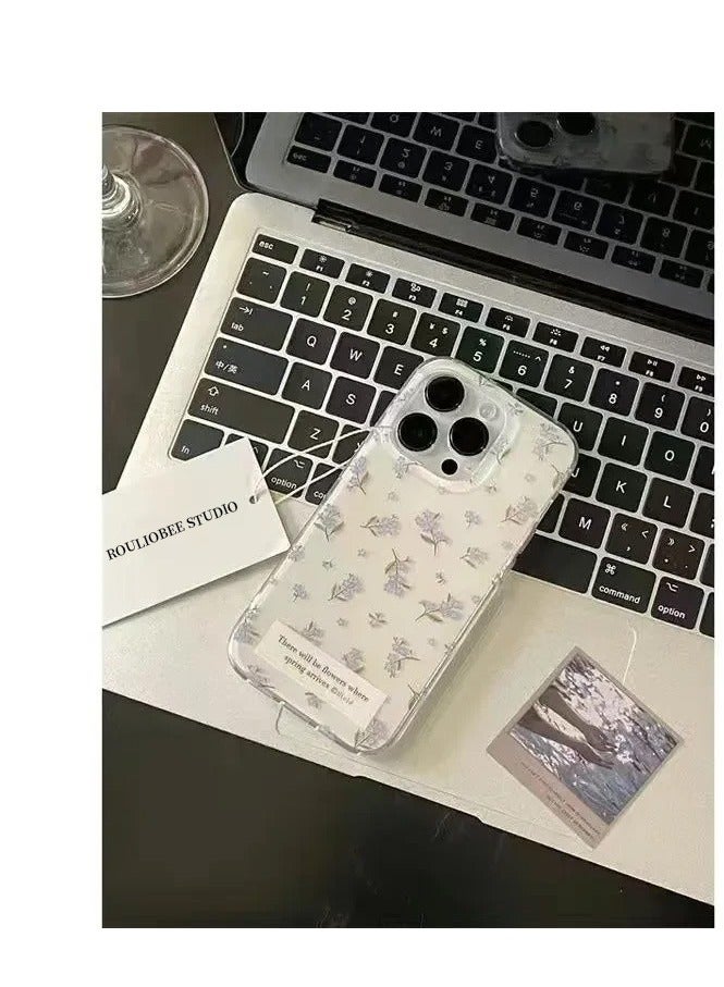 NIBEMINENT White Small Floral Pattern Protective TPU Case Cover For iPhone 15 Pro