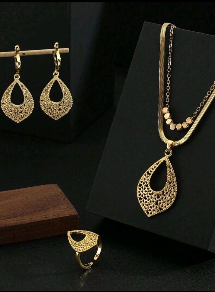 Trendy Stainless Steel Gold Plated Jewellery Set For Women  - Image 3