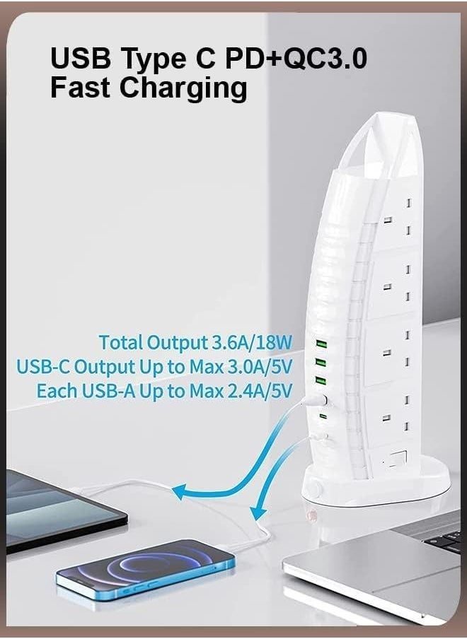 BGM 8 Way Stylish Power Extension Cord 6 USB Fast Charging Ports Burj Al Arab Power Socket  - Image 3