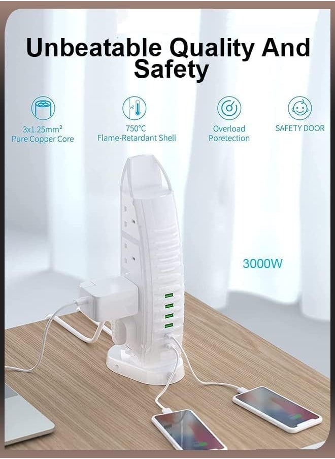 BGM 8 Way Stylish Power Extension Cord 6 USB Fast Charging Ports Burj Al Arab Power Socket  - Image 5