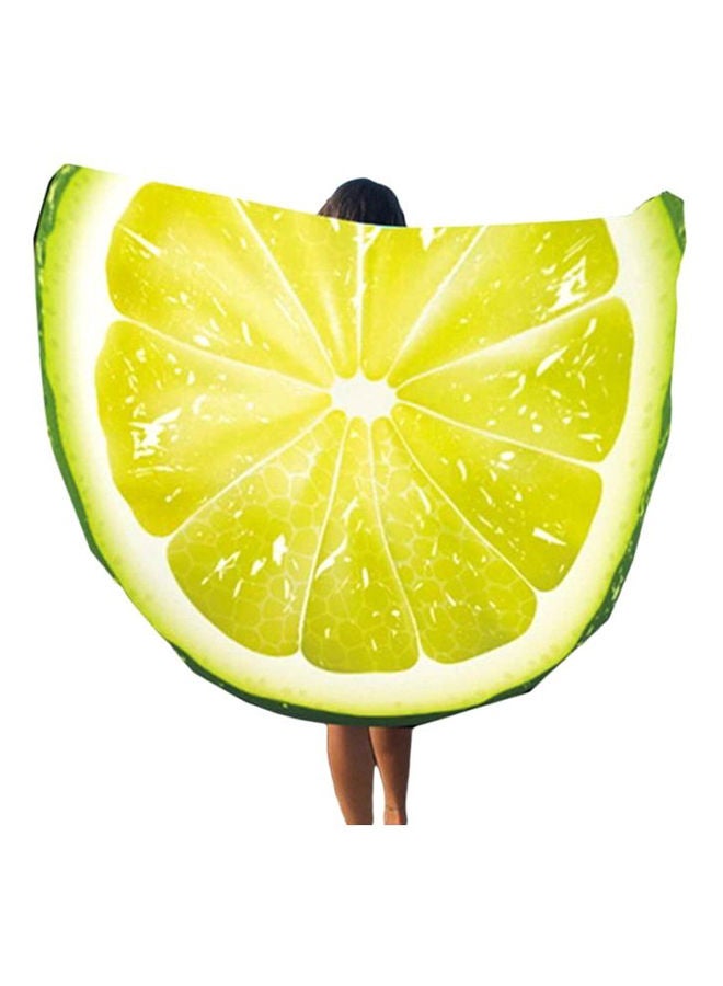 NIBEMINENT Lemon Printed Beach Towel Yellow/Green - Image 2