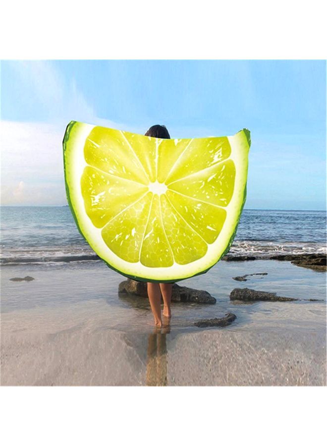 NIBEMINENT Lemon Printed Beach Towel Yellow/Green - Image 3