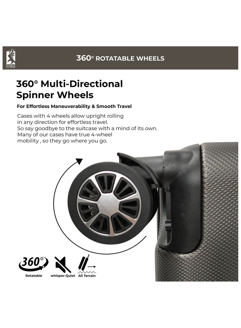 ايجل اكسبريس طقم حقائب سفر إيجل إكسبريس رامبل بعجلات وهيكل صلب ABS بمقاسات 20، 24، 28 بوصة، تصميم خفيف الوزن ومتينة للسفر – رمادي - Image 5