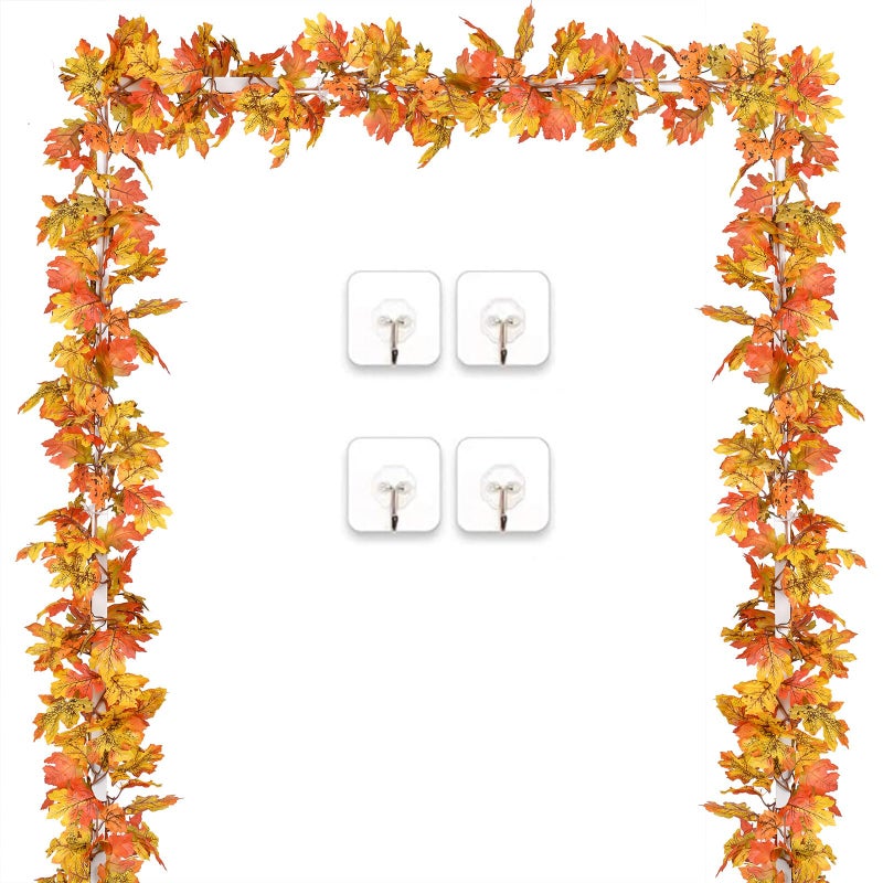 DearHouse 2 Pack Fall Garland Maple Leaf 59FtPiece Hanging Vine Garland Artificial Autumn Garland Thanksgiving Decor for Home Wedding Fireplace Party Christmas Yellow
