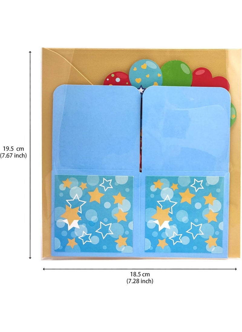 ZOOYOO ZOOYOO Happy 1st Birthday Card3D Pop Up First Birthday Greeting Card for Baby BoySonGrandsonNephew with 1 Envelop1 Message CardBlue  - Image 4