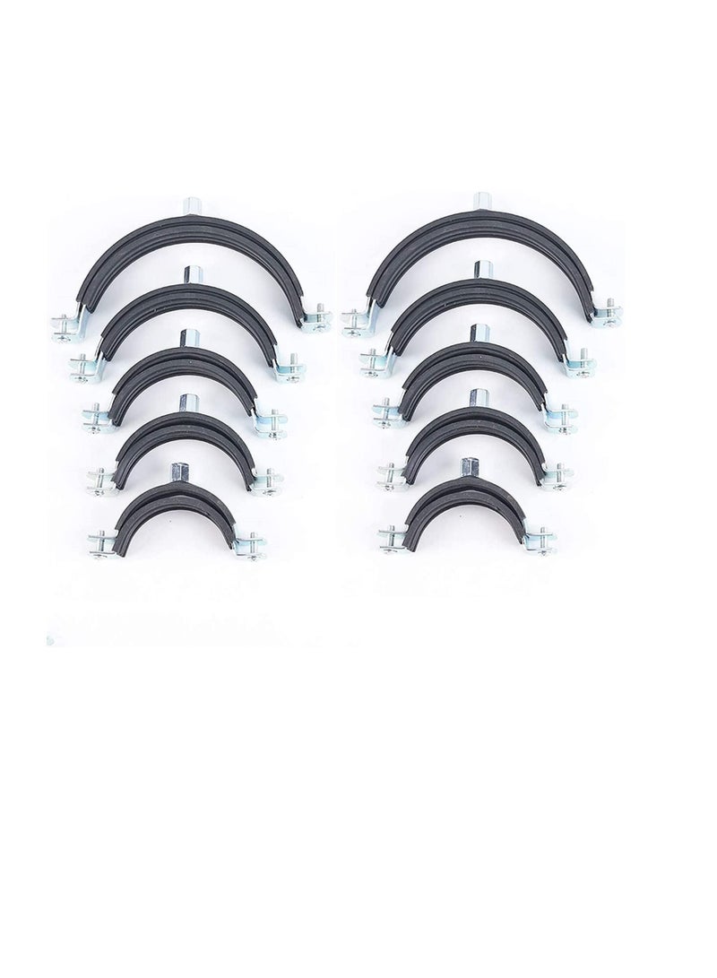 Heavy Duty Adjustable Two-screw Pipe Galvanized Iron (GI) Clamp with Rubber Lined or Unlined for Wall Ceiling Mount Pipe Supports, Split Ring Hanger (2.1/2 Inch, Pack of 10)  - Image 2