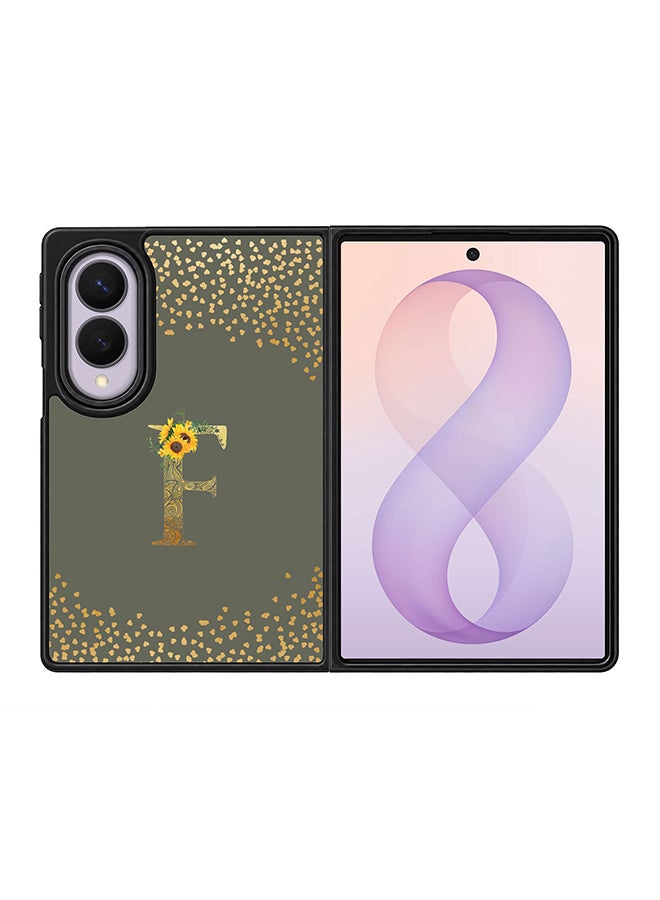 Stylizedd Rugged Case for Samsung Galaxy Z Fold8- Slim Fit Hybrid Rubber Cover Sunflower Monogram - F (Olive Green)