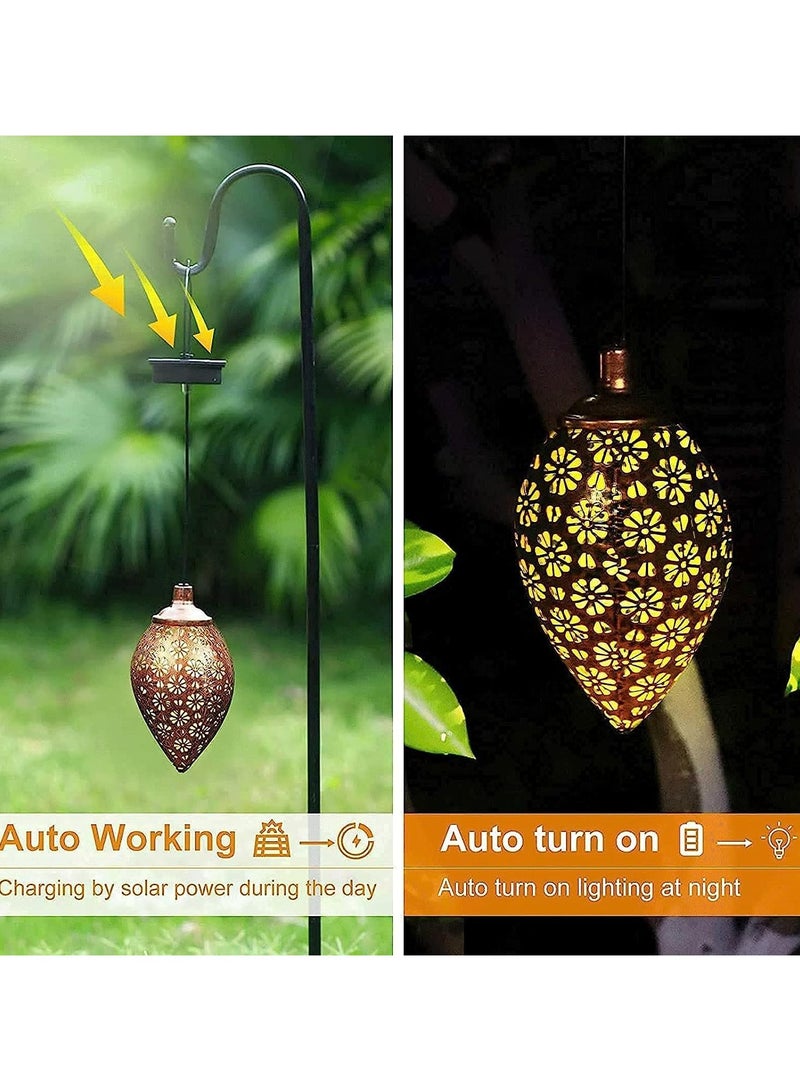 Solar Garden Lantern, Waterproof Yard Lamp Patio Decor Lights Hanging Solar Light Lawn and Porch Decor with Warm White Illumination for Pathway, Patio, Porch, Lawn, Courtyard Decorations (Copper) - Image 2