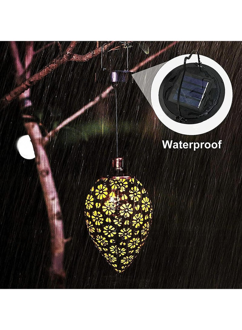 Solar Garden Lantern, Waterproof Yard Lamp Patio Decor Lights Hanging Solar Light Lawn and Porch Decor with Warm White Illumination for Pathway, Patio, Porch, Lawn, Courtyard Decorations (Copper) - Image 3