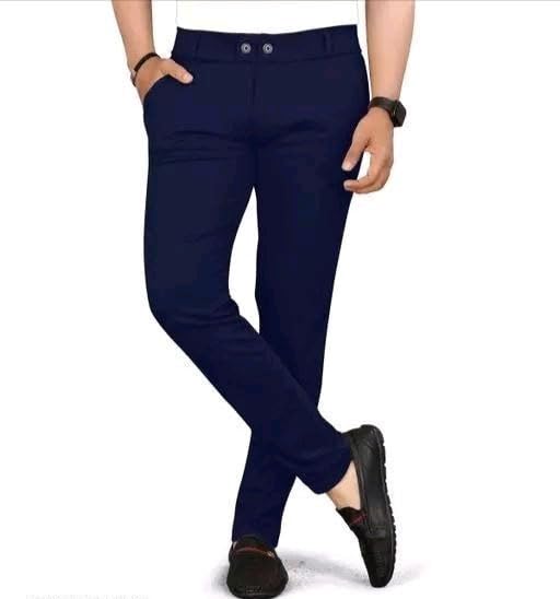 HARSHAD KUMAR & CO . Men's Solid Lycra Slim Fit Stretchable Casual Wear Comfortable Formal Mid Rise Trousers Pants (38, Navy Blue) - Image 4