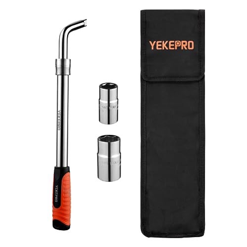 YEKEPRO Extendable Lug Wrench with Flip Sockets 4in1 Telescoping Tire Tool Set 6 Position Adjustable 152 to 207 Includes 1719mm 2122mm CRV Sockets for Most Cars SUVs W12004 - Image 1