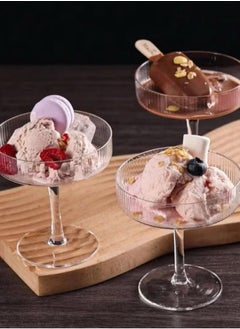 سورس طقم أوعية تقديم أيس كريم من 6 قطع زجاج شفاف  - Image 1