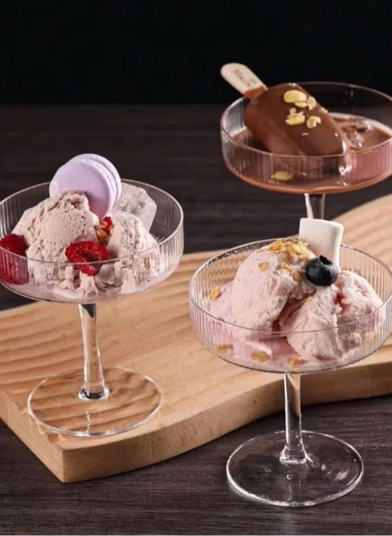 سورس طقم أوعية تقديم أيس كريم من 6 قطع زجاج شفاف - Image 1