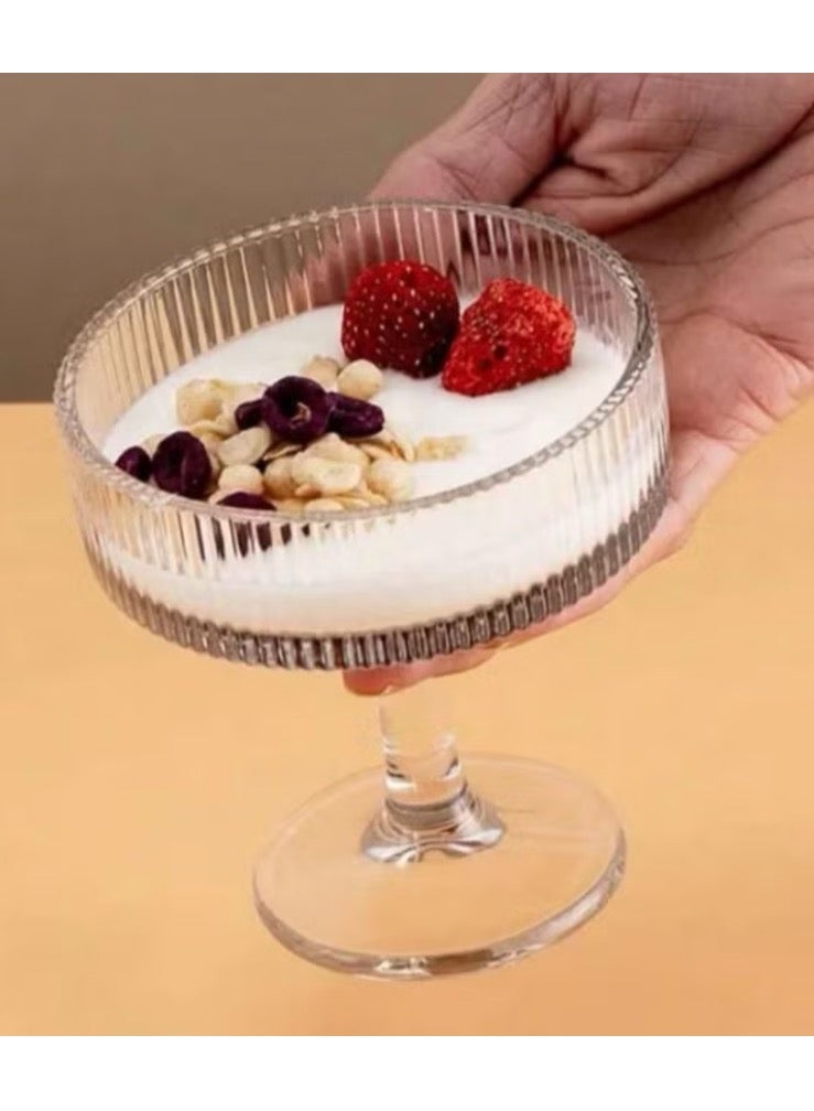 سورس طقم أوعية تقديم أيس كريم من 6 قطع زجاج شفاف - Image 2