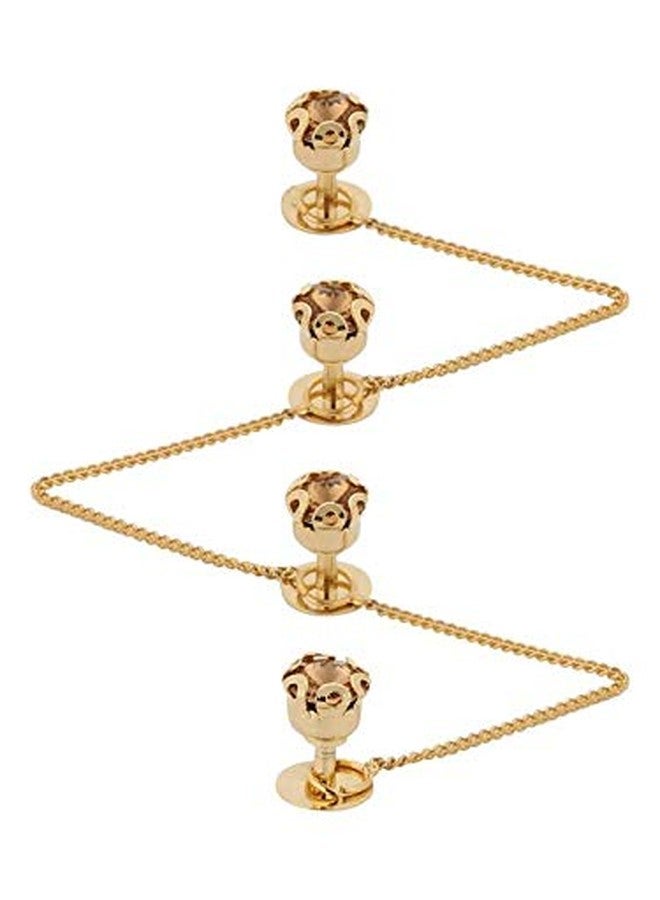TRIPIN Brass Kurta Buttons with Gold Diamond Crystal and Chain with Box for Men and Women TSSPKURTA1925 - Image 1