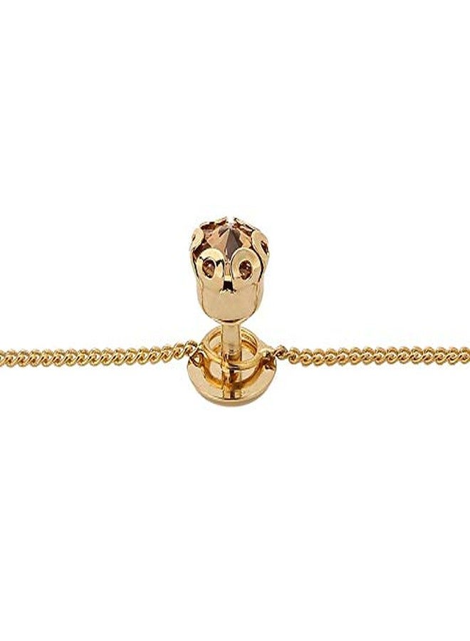 TRIPIN Brass Kurta Buttons with Gold Diamond Crystal and Chain with Box for Men and Women TSSPKURTA1925 - Image 2