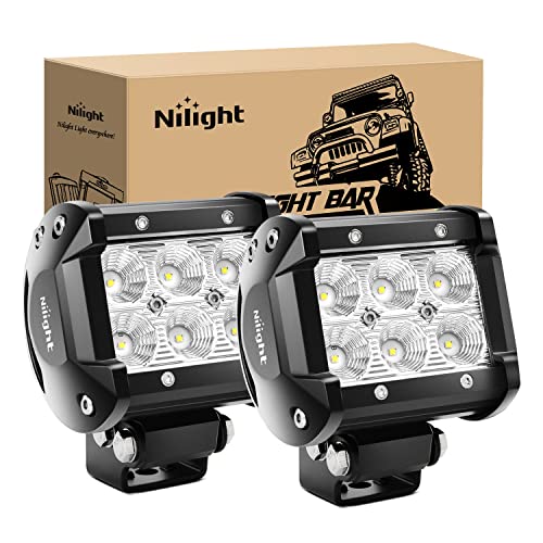 Nilight Led Pods 2Pcs 18W 1260LM Flood Led Off Road Lights Super Bright Driving Fog Boat Lights Led Work Light Bar for Trucks Pickup Golf Cart SUV ATV UTV 4x4 Van Camper - Image 1