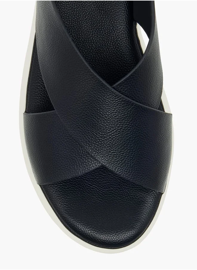 Le Confort Women Textured Cross Strap Sandals with Hook and Loop Closure