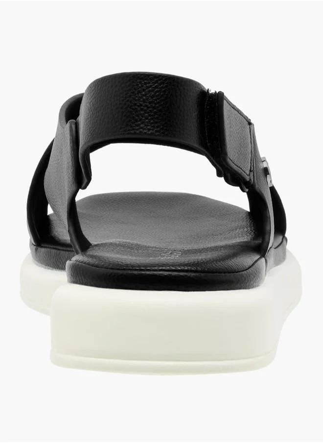 Le Confort Women Textured Cross Strap Sandals with Hook and Loop Closure