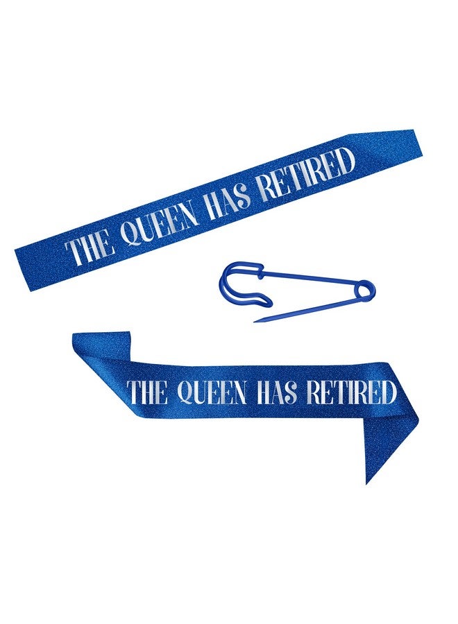JPACO Retirement Tiara & Sash Set - The Queen Has Retired Sash and Crown with Rhinestones for Women & Large Gold Safety Metal Pin. Great for Retirement Party & Events (Blue) - Image 2