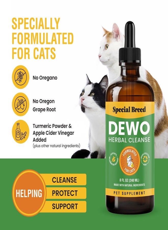 Special Breed Natural Intestinal Defense for Cats, Herbal Cleanse with Wormwood, Black Walnut, Turmeric - NO Oregano - Digestive Support Promotes Gut Health & Flora Balance, Made in The USA, 8oz - Image 2