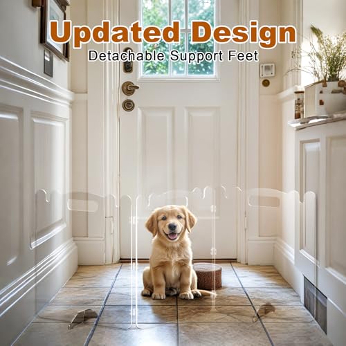 Upitry Clear Acrylic Pet Dog Gate - Folding Transparent Gates for Small Dogs Pets - Freestanding Foldable Tall Puppy Doggy Fence Door for Inside Indoor House Doorways Room Divider Barrier - Image 4