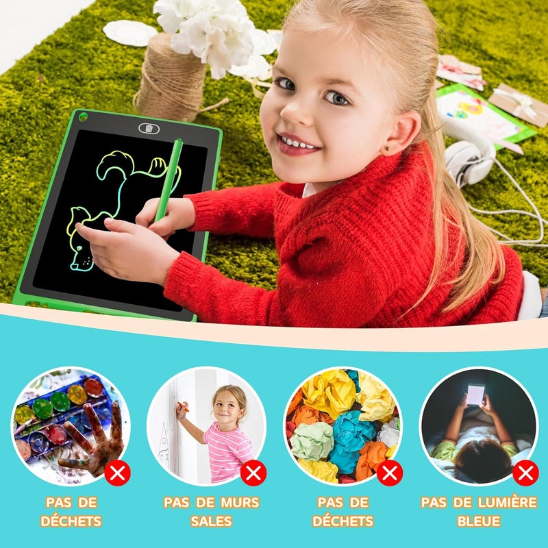 8.5 Inch 4 Pack LCD Writing Tablet, [Upgraded] Colorful Drawing Tablet, Writing Board, Erasable Reusable Eye Protection Doodle Scribbler Pad, Educational Birthday for Kids - Image 4