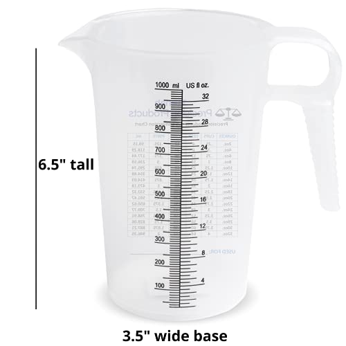 Turnah 32oz (1 Quart) Measure Pitcher with Convenient Conversion Chart – Extra Strong Food Grade – Great for Cooking, Home Hobbies, Shop Oil and Fluids, Spa Chemicals with High Chemical Resistance by Turnah - Image 4