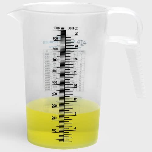 Turnah 32oz (1 Quart) Measure Pitcher with Convenient Conversion Chart – Extra Strong Food Grade – Great for Cooking, Home Hobbies, Shop Oil and Fluids, Spa Chemicals with High Chemical Resistance by Turnah - Image 1