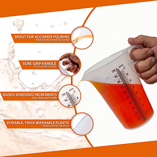 Turnah 32oz (1 Quart) Measure Pitcher with Convenient Conversion Chart – Extra Strong Food Grade – Great for Cooking, Home Hobbies, Shop Oil and Fluids, Spa Chemicals with High Chemical Resistance by Turnah - Image 3